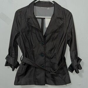 Halogen 3 button gray womens size XS blazer suit coat w/ belt GRAY NEW